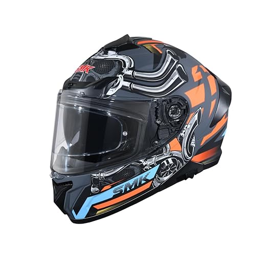 SMK Typhoon Motorhead Orange Grey Gloss (GL767) Helmet