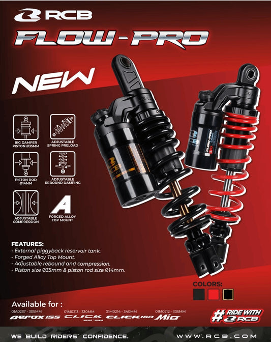 RCB SHOCK ABSORBER AEROX 305MM FLOW PRO 01A0257