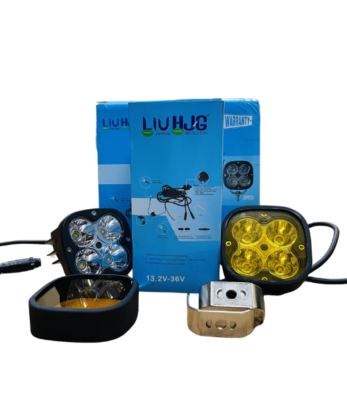HJG LED 60W Motorcycle Spot Beam Aux Lamp - Pair and Wiring Harness