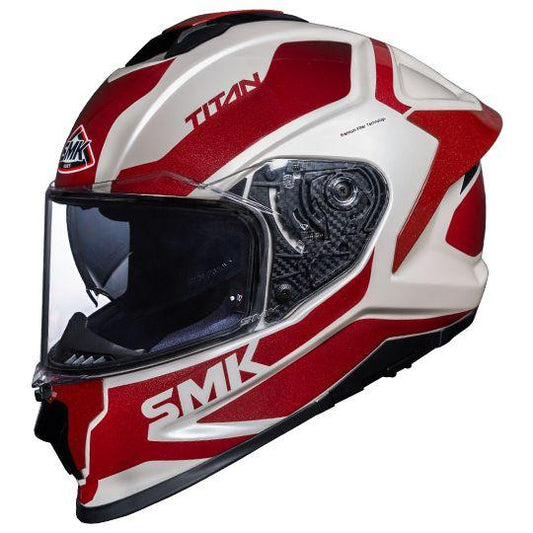 SMK Titan Arok Gloss White Red (GL131) Helmet