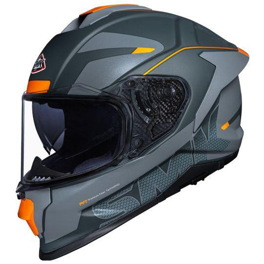SMK Titan Firefly Matt Grey Orange (MA667) Helmet