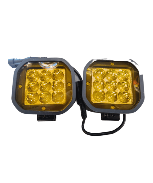 HJG Square 9 LED Fog Light 60W with Wiring Harness and Mounts