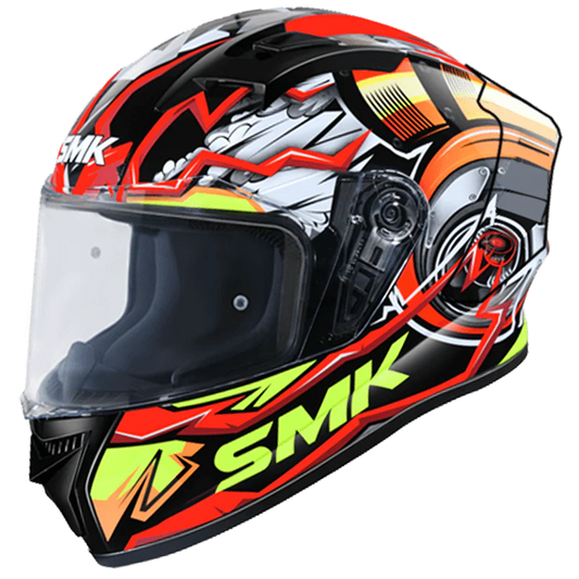 SMK Stellar Sports Turbo Matt Black Red Yellow (MA234) Helmet